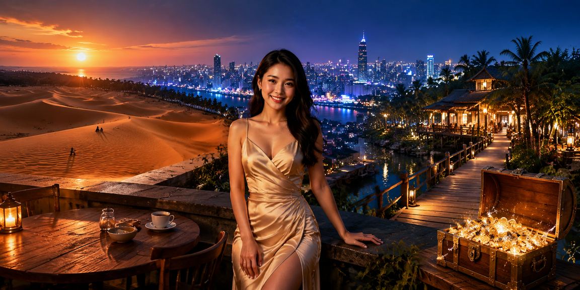 Người dùng tại Mũi Né thư giãn bên bờ biển và nạp tiền vào tài khoản cá cược trực tuyến