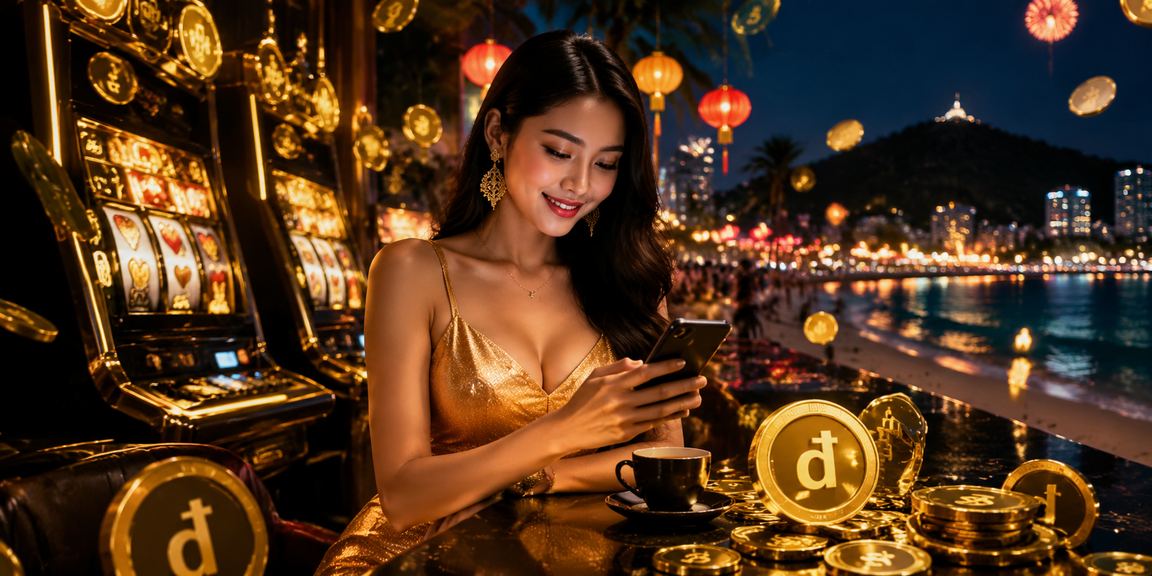 Người dùng tại Vũng Tàu thoải mái chơi slot game với điện thoại bên ly cà phê buổi sáng